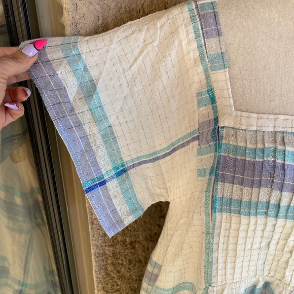 Free People Plaid and Shimmery Loose and Flowy Mini Dress - Picture 5 of 10